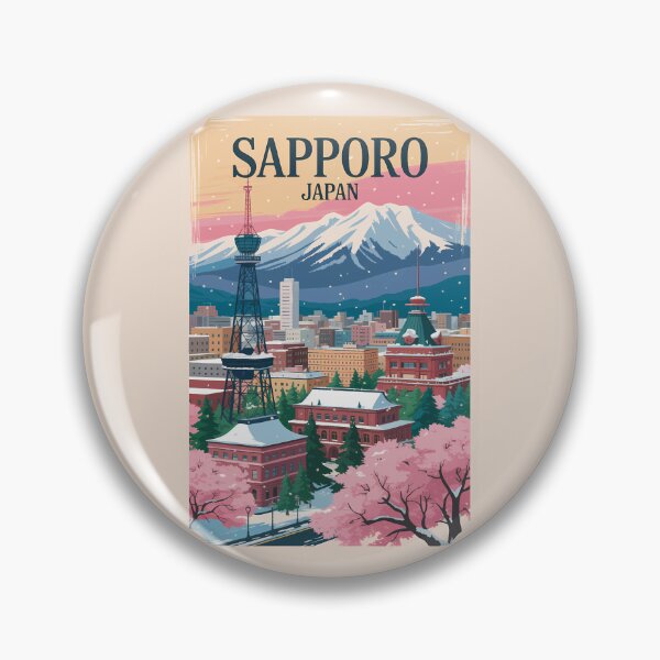 Artikelvorschau, Sapporo Japan Illustration Reisekunst Vintage entworfen und verkauft von KrisSidDesigns.