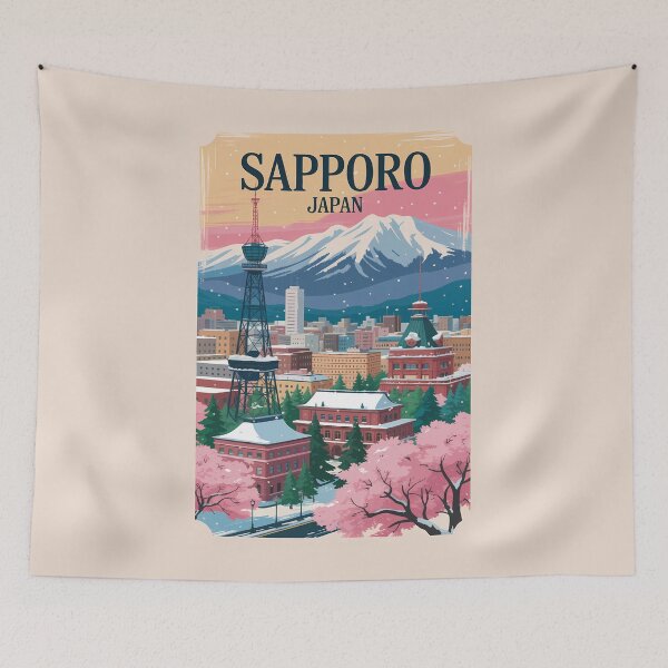 Item preview, Sapporo Japan Illustration Travel Art Vintage designed and sold by KrisSidDesigns.