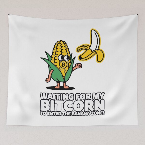 Item preview, Waiting for My Bitcorn – Banana Zone Crypto Meme Art designed and sold by BeamiCreations.