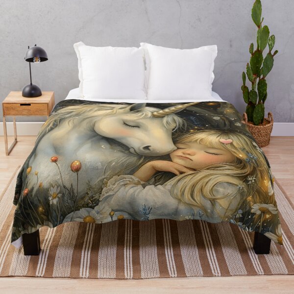 Item preview, Whimsical fairytale unicorn sleeping girl designed and sold by dcrc.