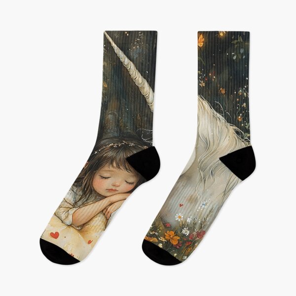 Item preview, Whimsical fairytale unicorn sleeping girl designed and sold by dcrc.