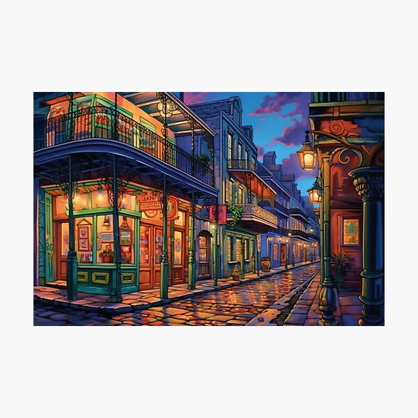 Item preview, Bourbon Street Acrylic Block - Vibrant New Orleans Nightlife Art designed and sold by GSizzle1.