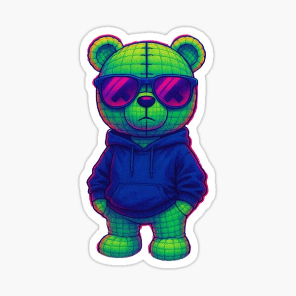 Item preview, Flowing Teddy Bear: Neon Street Amigurumi designed and sold by ToxiPixArt.Studio.