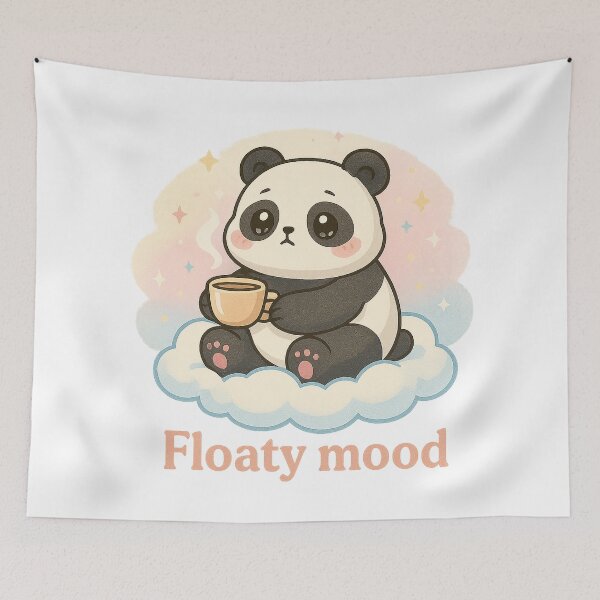 Item preview, Cloud-Puff Panda with Tea on a Dreamy Cloud designed and sold by dessertcruzing.