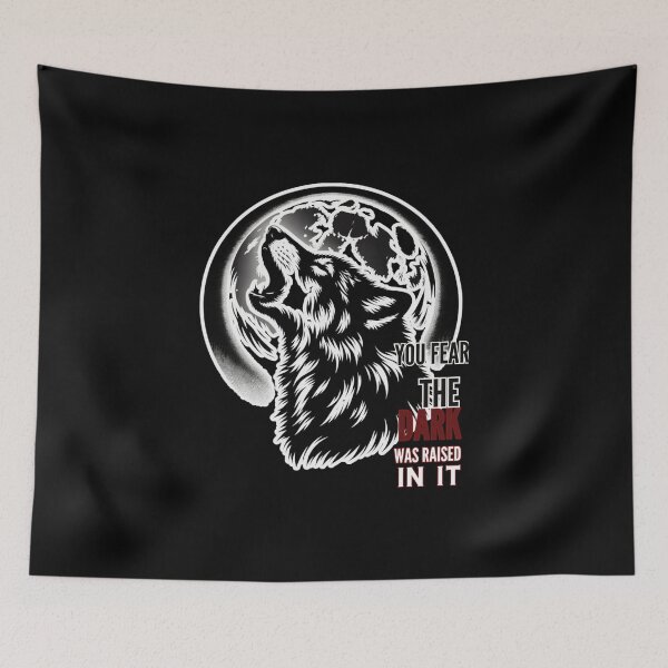 Item preview, Howling Wolf in Moonlight – Forged in Darkness Quote Design designed and sold by JenniferCreaArte .