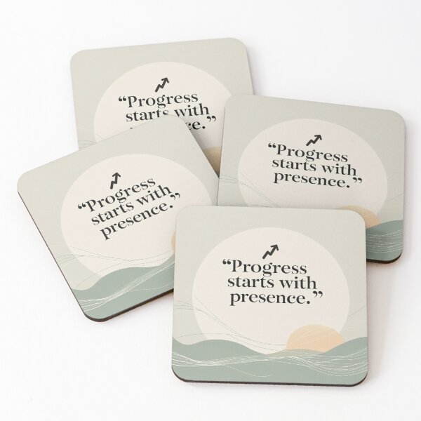 Item preview, Progress Starts with Presence – Minimal Positive Quote Design designed and sold by Irene Catchmind.