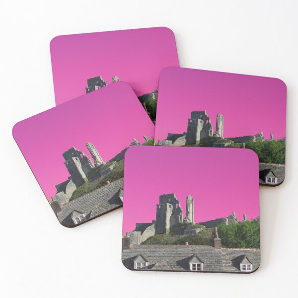 Item preview, Corfe Castle ( Bright Pink Sky ) designed and sold by wiggyofipswich.