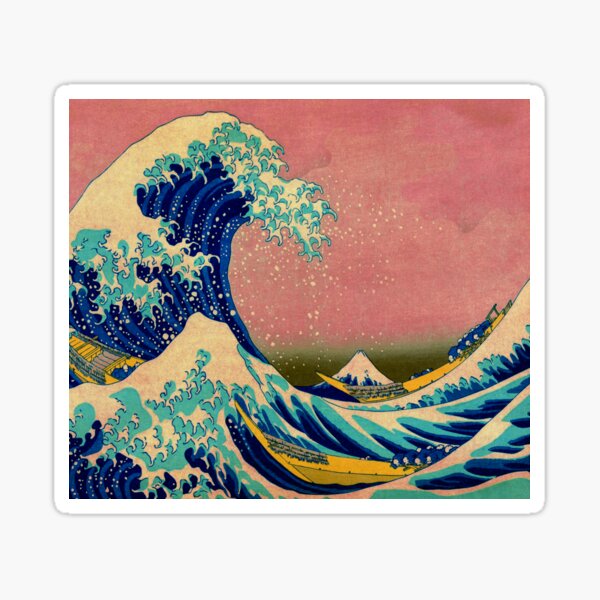 The Great Wave in Pink Japanese Art Sticker