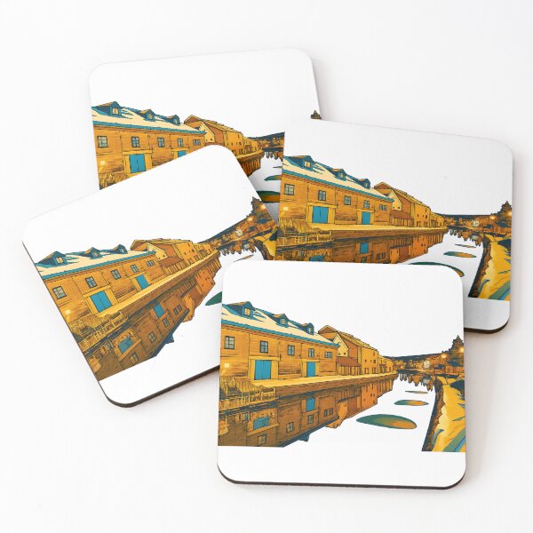 Item preview, Otaru (Japan) Canal Art | Winter Night Reflections - Retro Urban Glow designed and sold by GeEeN.