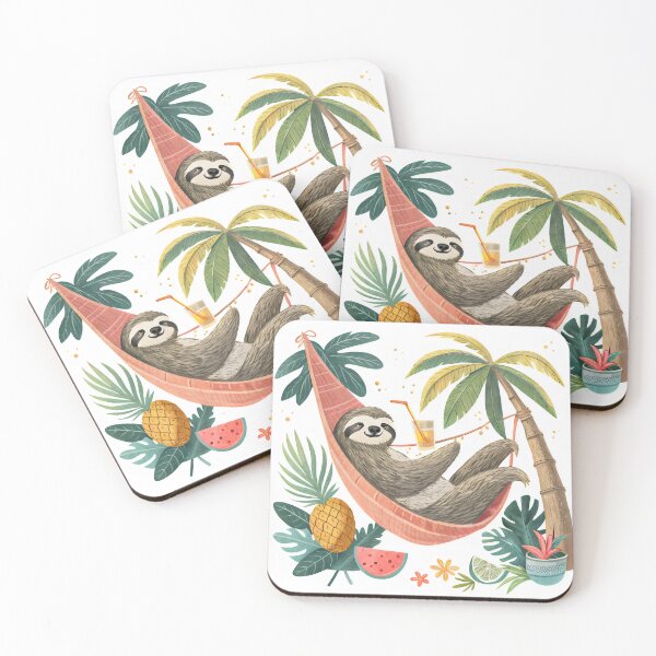 Item preview, summer tropical sloth designed and sold by GogoGrove.