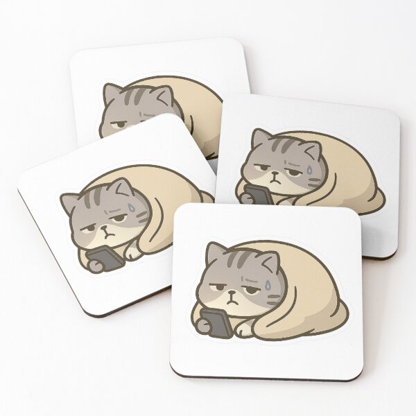 Item preview,  Cat Wrapped in Blanket Scrolling Through Regret Sticker designed and sold by Tripconic.