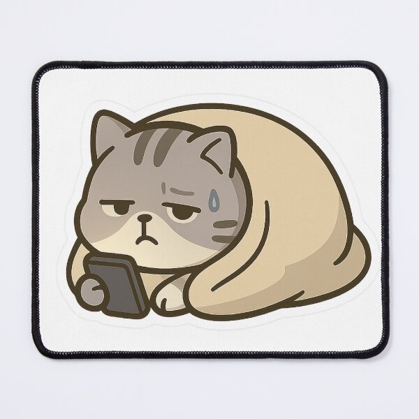 Item preview,  Cat Wrapped in Blanket Scrolling Through Regret Sticker designed and sold by Tripconic.