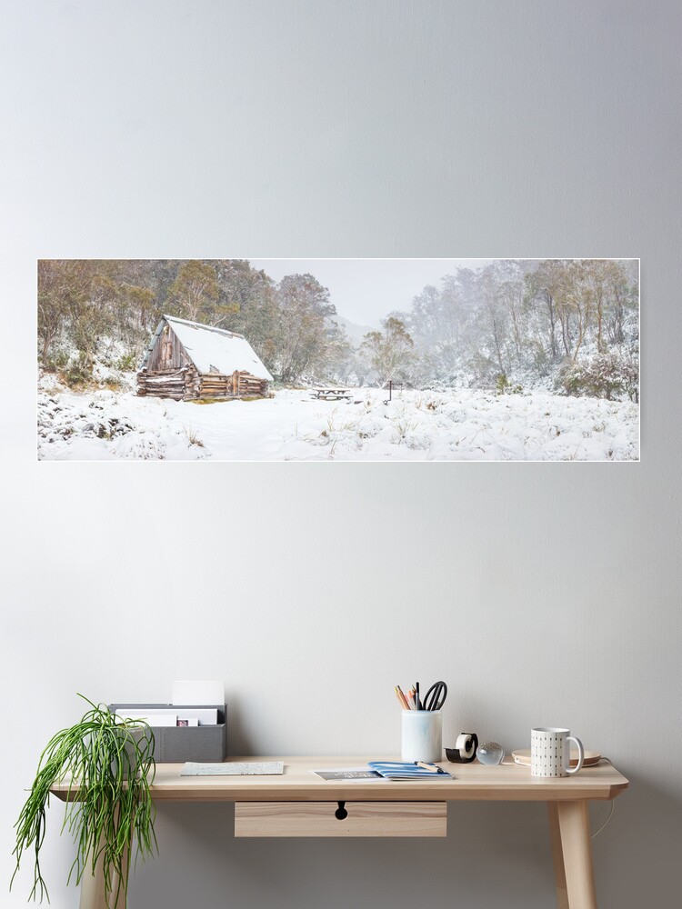 Thumbnail 2 of 3, Poster, Dibbins Hut in Snow, Mount Hotham, Victoria, Australia designed and sold by Chockstone.