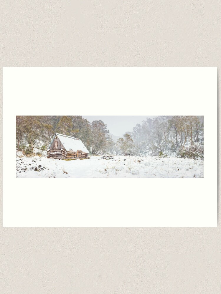 Thumbnail 1 of 3, Art Print, Dibbins Hut in Snow, Mount Hotham, Victoria, Australia designed and sold by Chockstone.