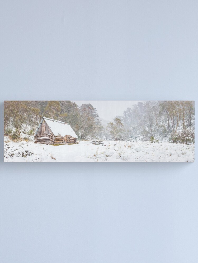 Thumbnail 1 of 3, Canvas Print, Dibbins Hut in Snow, Mount Hotham, Victoria, Australia designed and sold by Chockstone.