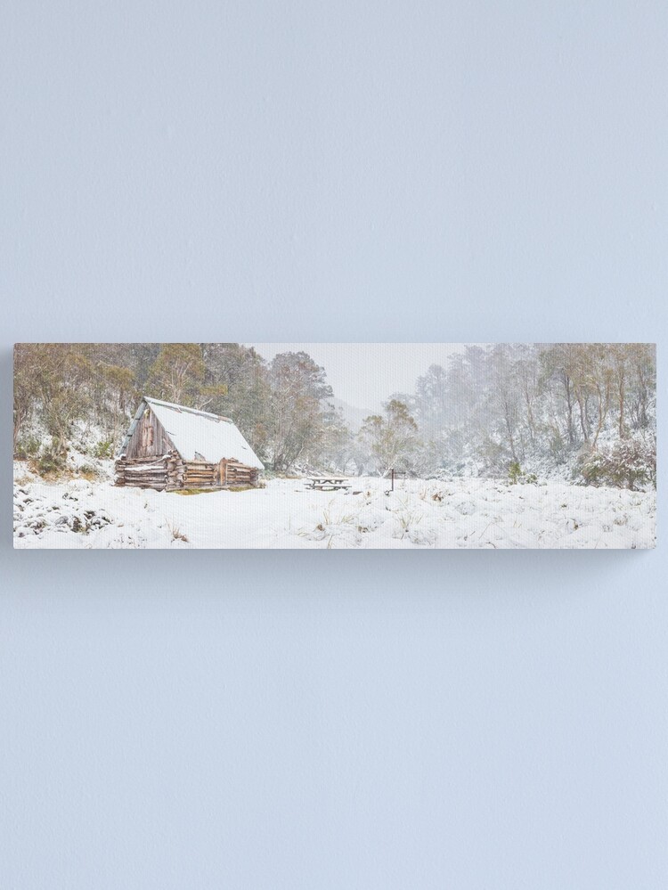 Thumbnail 1 of 3, Canvas Print, Dibbins Hut in Snow, Mount Hotham, Victoria, Australia designed and sold by Chockstone.