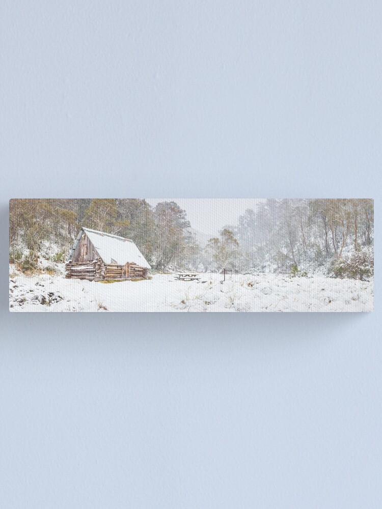 Thumbnail 1 of 3, Canvas Print, Dibbins Hut in Snow, Mount Hotham, Victoria, Australia designed and sold by Chockstone.