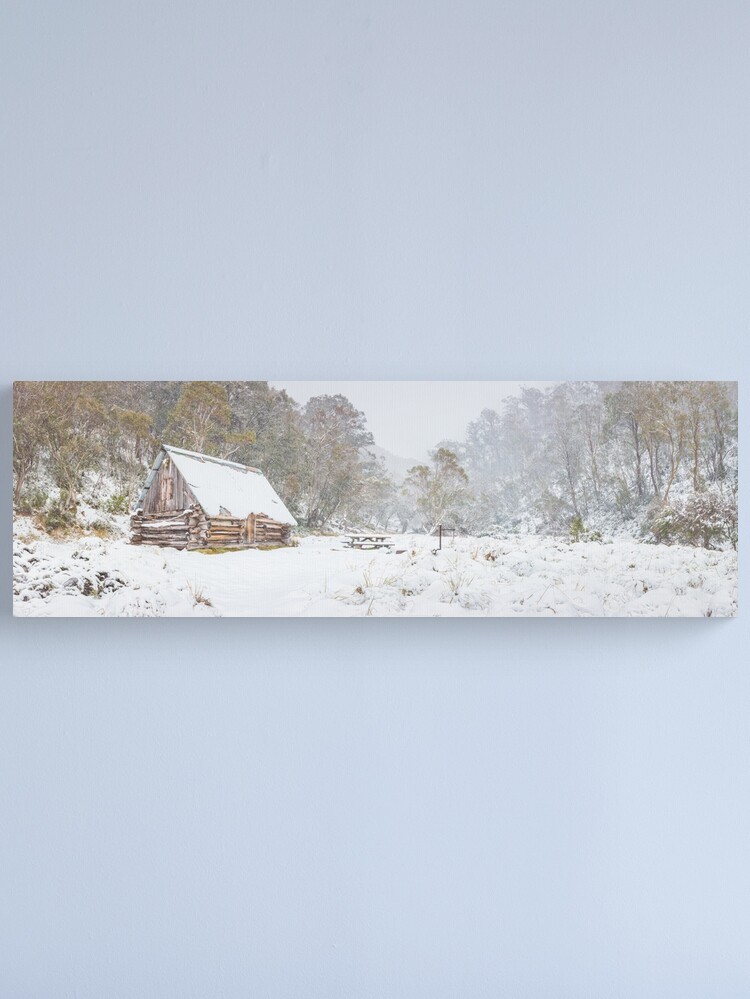 Thumbnail 1 of 3, Canvas Print, Dibbins Hut in Snow, Mount Hotham, Victoria, Australia designed and sold by Chockstone.