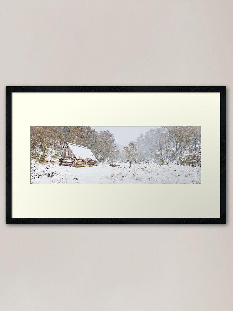 Thumbnail 1 of 7, Framed Art Print, Dibbins Hut in Snow, Mount Hotham, Victoria, Australia designed and sold by Chockstone.