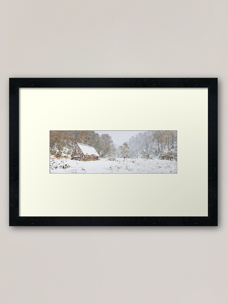 Thumbnail 1 of 7, Framed Art Print, Dibbins Hut in Snow, Mount Hotham, Victoria, Australia designed and sold by Chockstone.