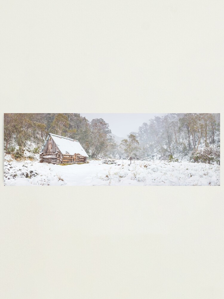 Thumbnail 1 of 3, Photographic Print, Dibbins Hut in Snow, Mount Hotham, Victoria, Australia designed and sold by Chockstone.