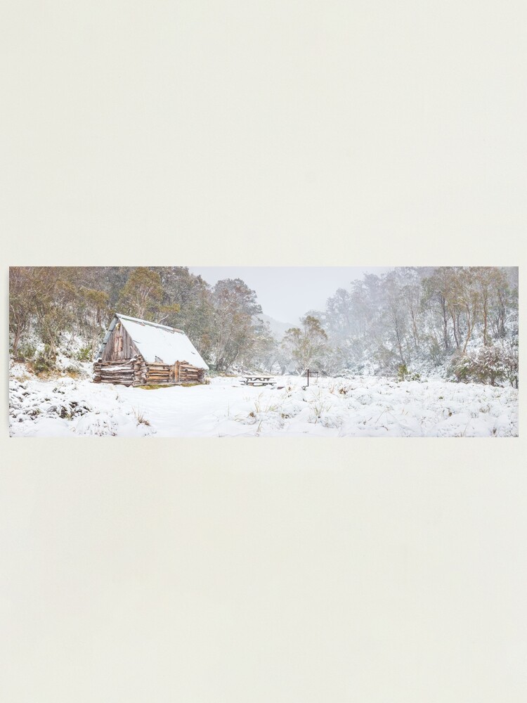Thumbnail 1 of 3, Photographic Print, Dibbins Hut in Snow, Mount Hotham, Victoria, Australia designed and sold by Chockstone.