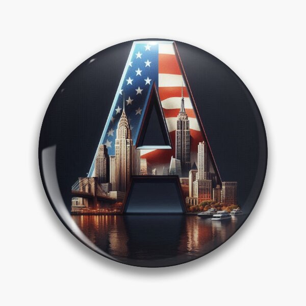 Item preview, NYC Skyline American Flag Letter A | USA New York Art designed and sold by JStLAiART.