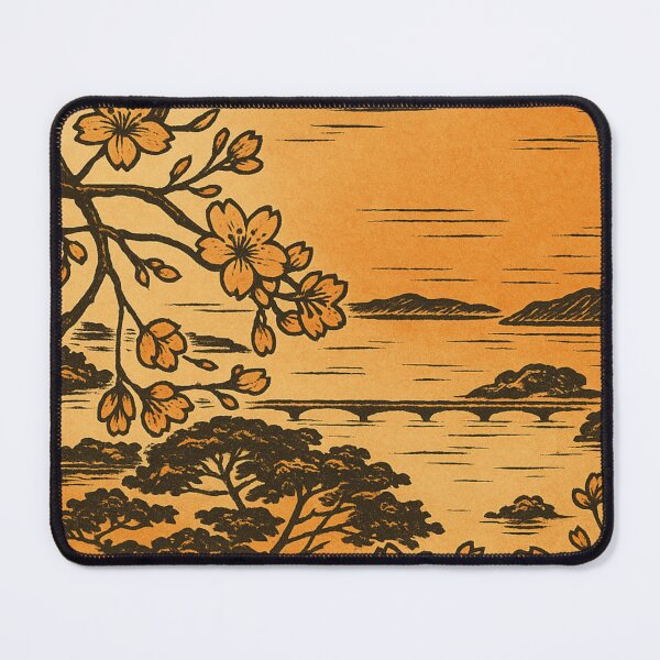 Item preview, Sunset Cherry Blossoms & Matsushima | Japanese Silhouette - Retro Japanese Aesthetics designed and sold by GEEEN.