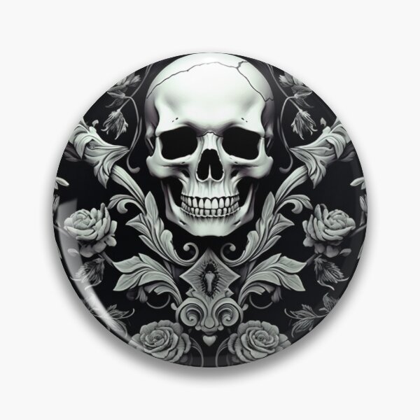 Item preview, Skull Floral Damask Gothic Flowers Pattern designed and sold by GrinGalore.
