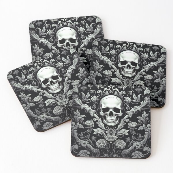 Item preview, Skull Floral Damask Gothic Flowers Pattern designed and sold by GrinGalore.