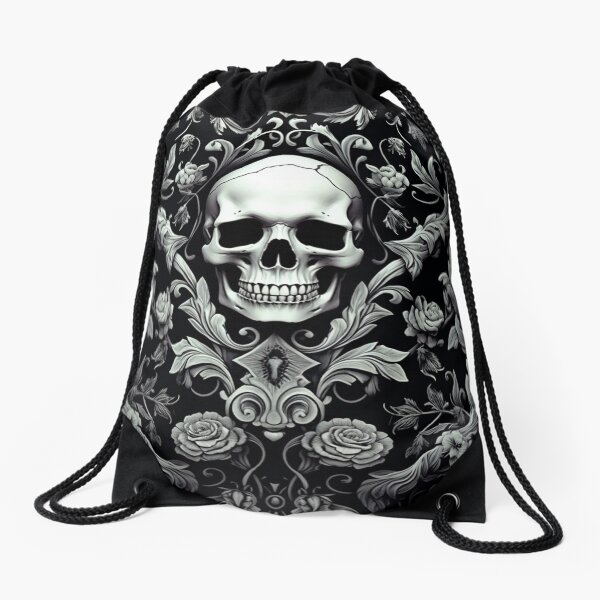 Item preview, Skull Floral Damask Gothic Flowers Pattern designed and sold by GrinGalore.