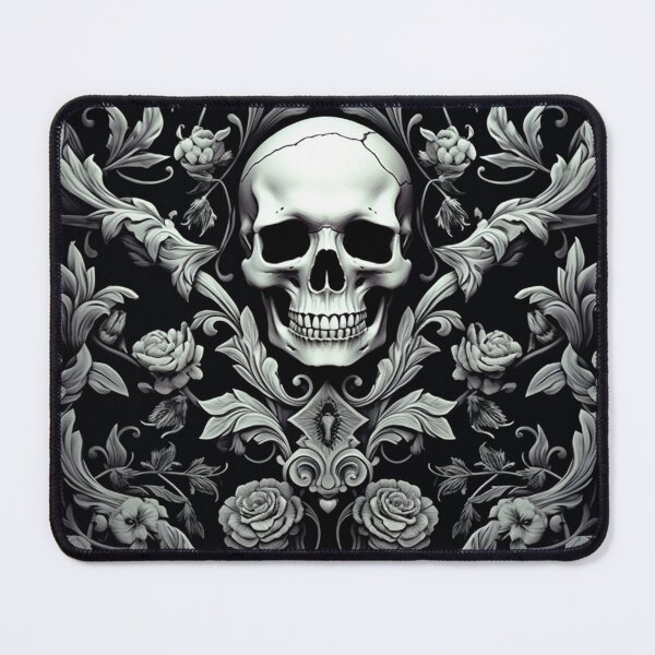 Item preview, Skull Floral Damask Gothic Flowers Pattern designed and sold by GrinGalore.