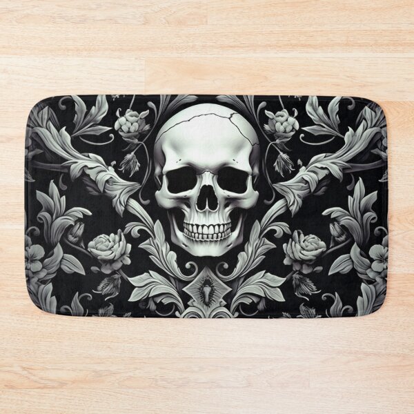 Item preview, Skull Floral Damask Gothic Flowers Pattern designed and sold by GrinGalore.