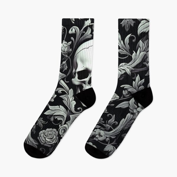 Item preview, Skull Floral Damask Gothic Flowers Pattern designed and sold by GrinGalore.