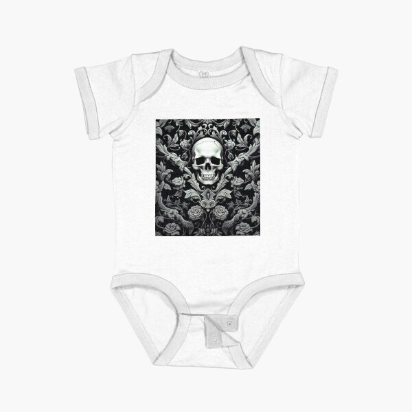 Item preview, Skull Floral Damask Gothic Flowers Pattern designed and sold by GrinGalore.