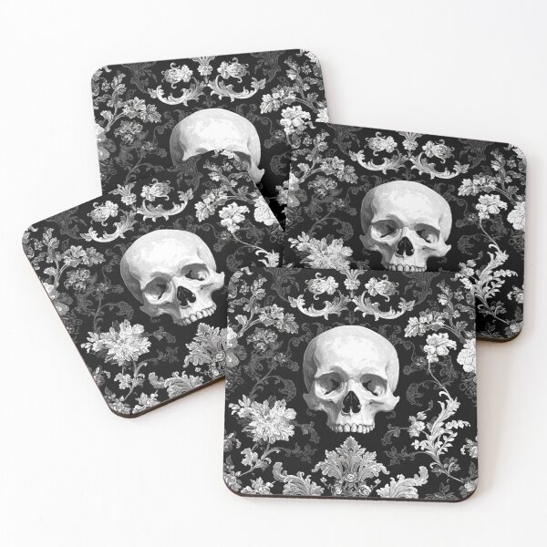 Item preview, Vintage Skull Damask Floral Gothic Branches Pattern designed and sold by GrinGalore.