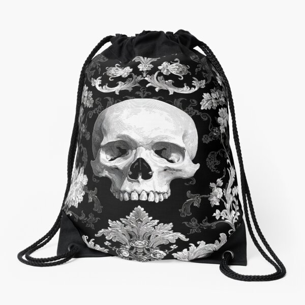 Item preview, Vintage Skull Damask Floral Gothic Branches Pattern designed and sold by GrinGalore.