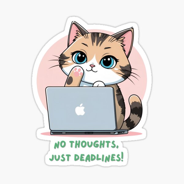 Item preview, No Thoughts, Just Deadlines – Exhausted Animal Meme Sticker designed and sold by modishwelt.