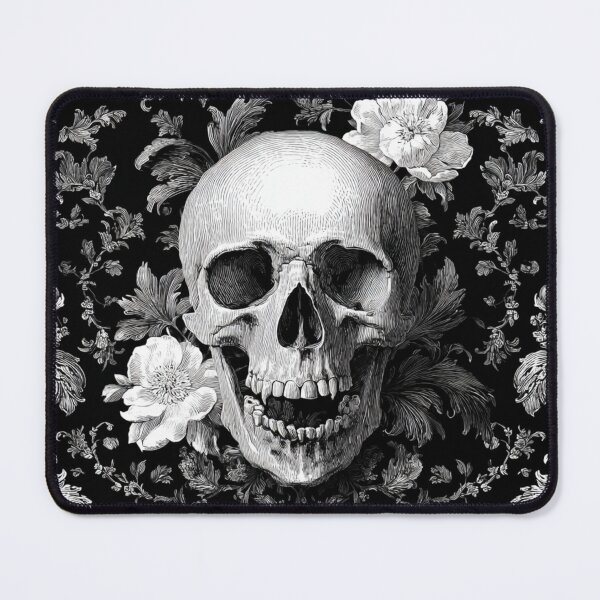 Item preview, Vintage Open Mouth Skull Damask Floral Gothic Pattern designed and sold by GrinGalore.