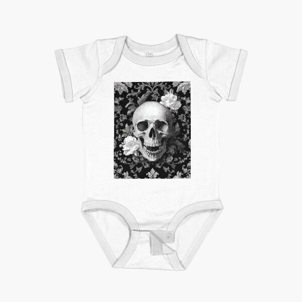 Item preview, Vintage Open Mouth Skull Damask Floral Gothic Pattern designed and sold by GrinGalore.