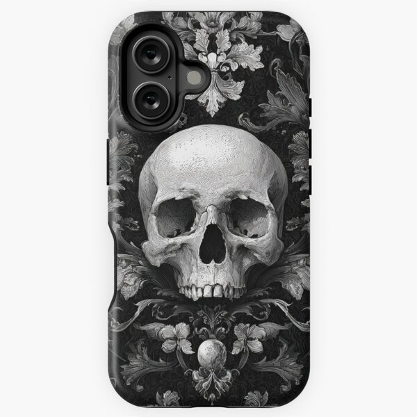 Item preview, Skull Damask Floral Gothic Branches Pattern designed and sold by GrinGalore.