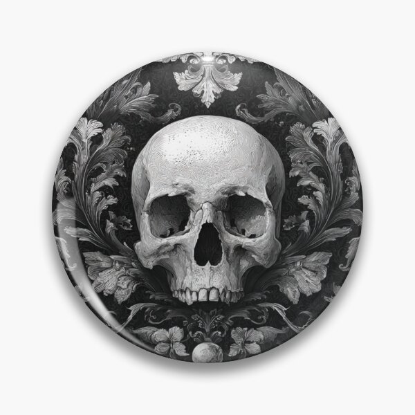 Item preview, Skull Damask Floral Gothic Branches Pattern designed and sold by GrinGalore.