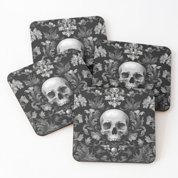 Item preview, Skull Damask Floral Gothic Branches Pattern designed and sold by GrinGalore.