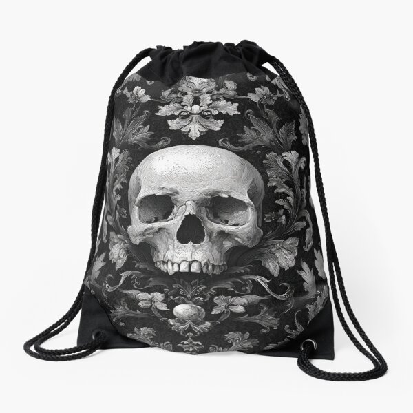 Item preview, Skull Damask Floral Gothic Branches Pattern designed and sold by GrinGalore.