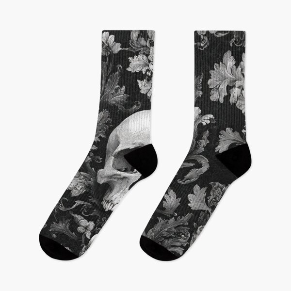 Item preview, Skull Damask Floral Gothic Branches Pattern designed and sold by GrinGalore.