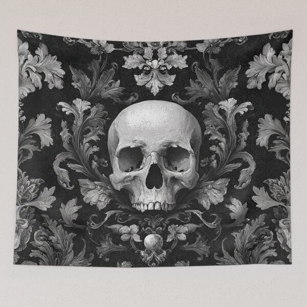 Item preview, Skull Damask Floral Gothic Branches Pattern designed and sold by GrinGalore.