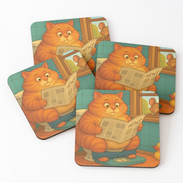 Item preview, fat cat on the toilet designed and sold by Mauswohn.