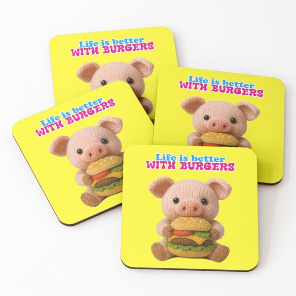 Item preview, Funny pig eating delicious hamburger designed and sold by Mauswohn.