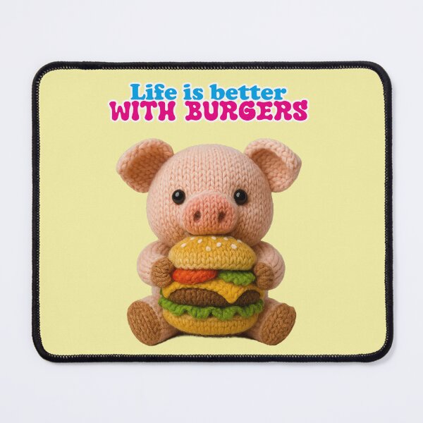 Item preview, Funny pig eating delicious hamburger designed and sold by Mauswohn.