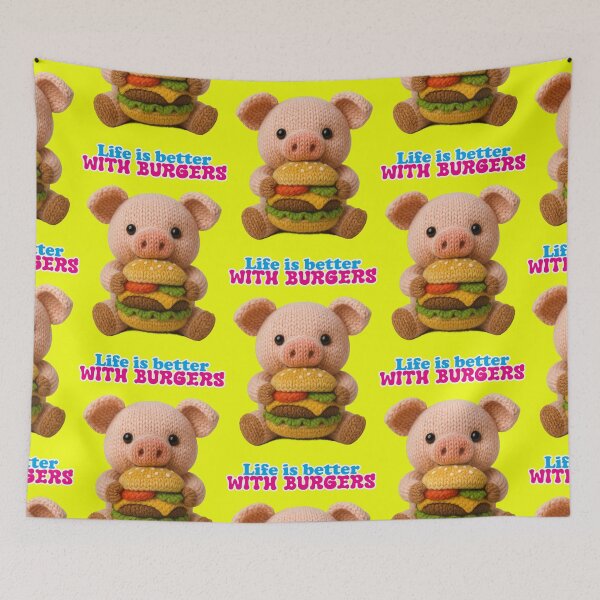 Item preview, Funny pig eating delicious hamburger designed and sold by Mauswohn.